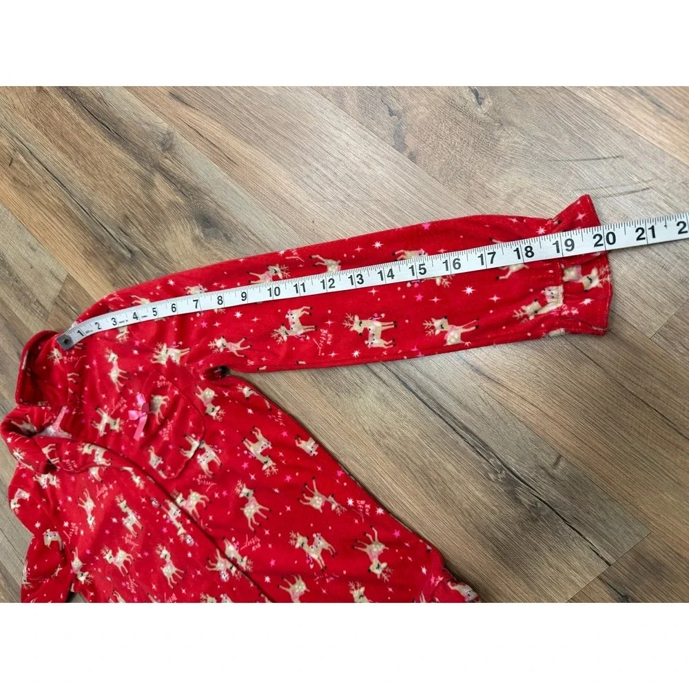 Betsey Johnson Girls Christmas Reindeer Pajama Set Size 7 Red Plush